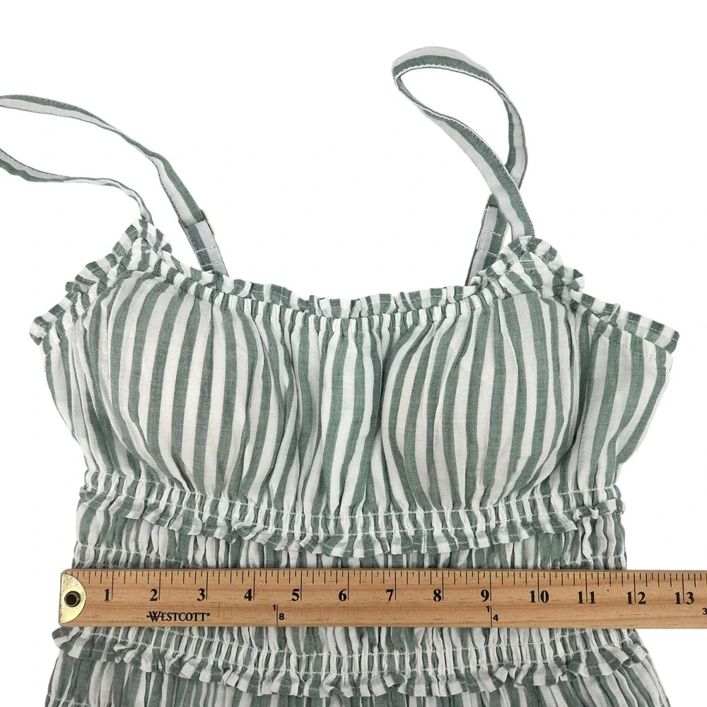 Abercrombie & Fitch Maxi Dress SP Green Striped Smocked Bra-Free Cottagecore